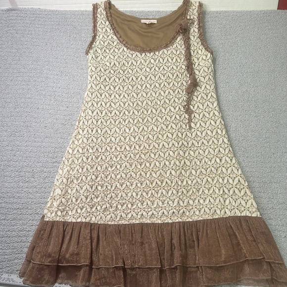 Altar'd State Dresses & Skirts - Altar'd State Dress Crochet Lace Ruffle 2XL Brown Fairycore Y2K Cottagecore Boho